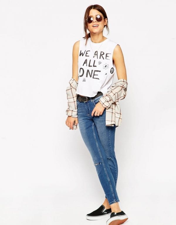 Cropped Tank with We Are One Print